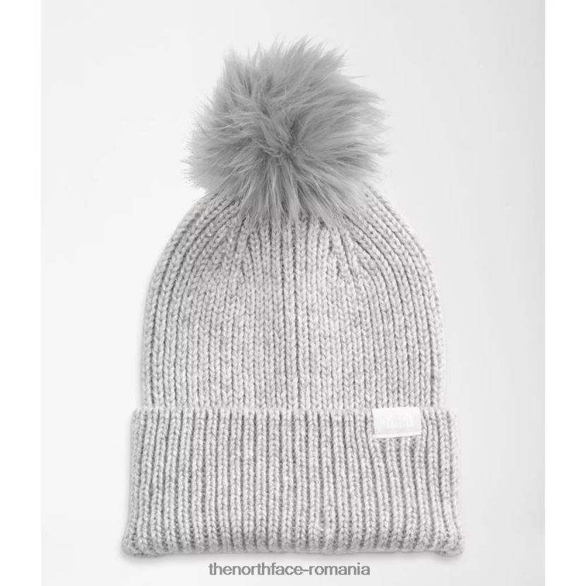 N4P80J5075 gri The North Face beanie airspun cu pompon